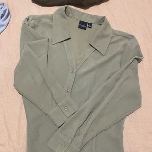 Safe Green Button Up Suede Shirt